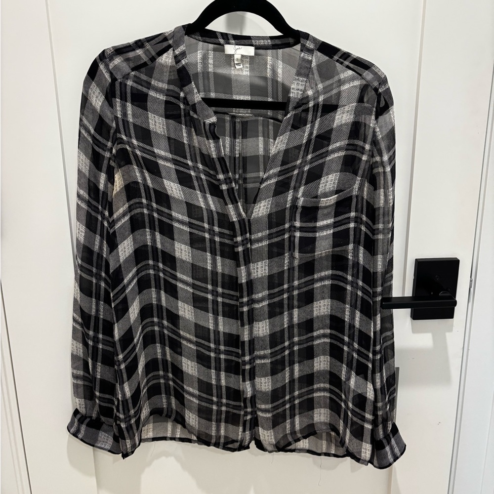 Joie sheer plaid top